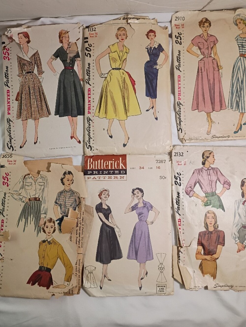 6 Vtg 1940s 1950s Sewing Patterns American Academy of Dramatic Arts Lot Size 16